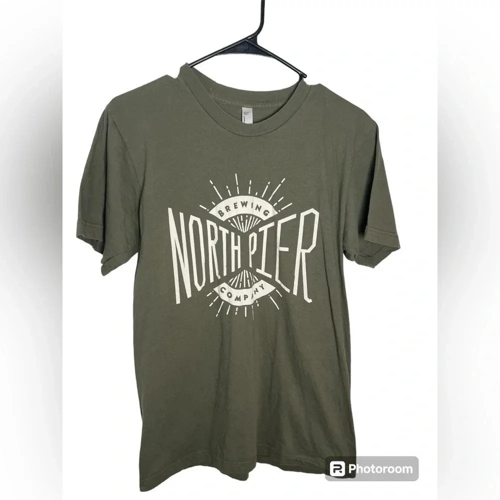 North Pier Brewing Company Olive Green T-Shirt Women’s size Medium